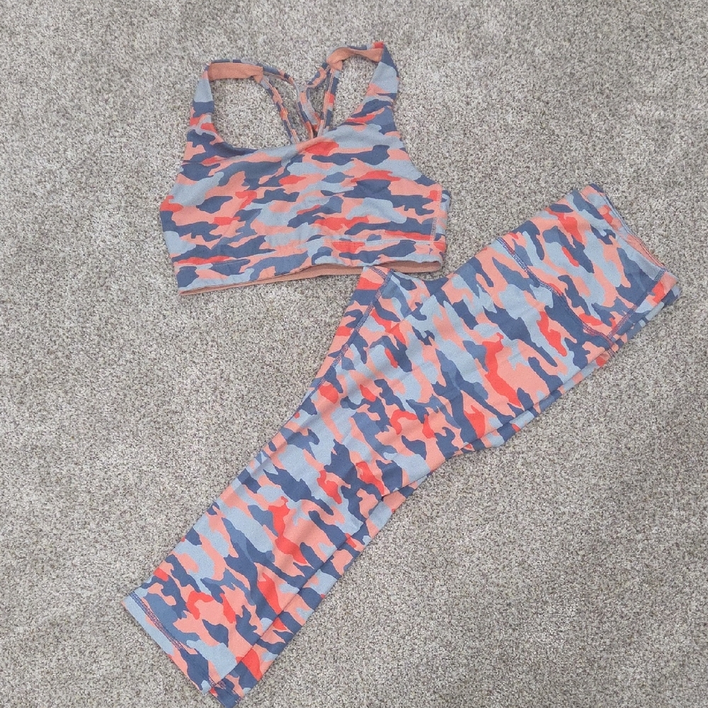 Vibrant Camo Sports Bra and Leggings Set